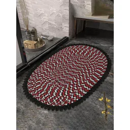 Kuber Industries Black & Red 2 Pieces Printed Anti Slip Cotton Doormats image 2