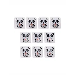 Kuber Industries Black & White 10 Pieces Printed Self Adhesive Ceramic Hooks and Holders-image-11