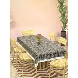 Kuber Industries Black Floral Waterproof 6-Seater Table Cover-picture-23