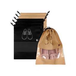 Kuber Industries Black Pack Of 6 Printed Non-Woven Fabric Shoe Cover Bags-picture-42