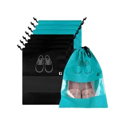 Kuber Industries Black Pack of 8 Printed Non-Woven Shoe Cover Bags With Transparent Window-picture-43