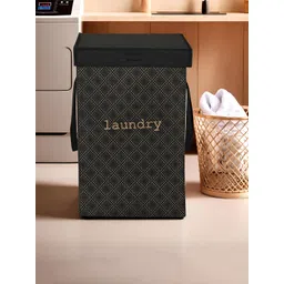 Kuber Industries Black Printed Durable Laundry Bag With Lid 7 handles-picture-43