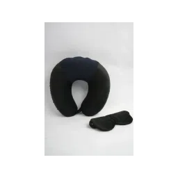 Kuber Industries Black Travel Neck Pillow Sleeping Eye Mask Velvet Cover with Microfiber Filling-picture-16