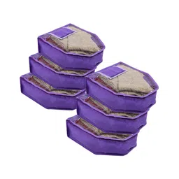 Kuber Industries Blouse Cover  Non Woven Foldable Wardrobe Organizer For Woman  Cloth Organizer Top Transparent & One Small Pocket  Pack of 6  Purple-picture-26