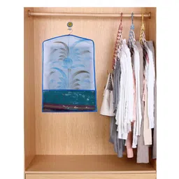 Kuber Industries Blue 12 Pieces Floral Printed Non-Woven Multi-Utility Hanging Organisers-picture-33