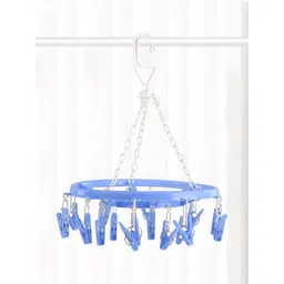 Kuber Industries Blue 16Pieces Clips Round Cloth Drying Hanger-picture-22