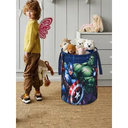 Kuber Industries Blue 3 Pieces Marvel Avengers Printed Foldable Laundry Bags 45 L Each-picture-11