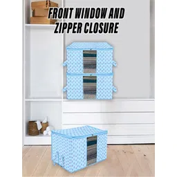 Kuber Industries Blue 3 Pieces Printed Saree Organisers-picture-22