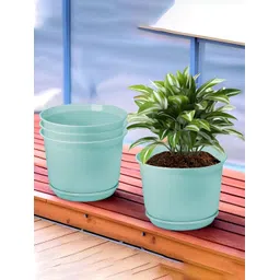 Kuber Industries Blue 4 Pieces Flower Pot Planters With Tray-picture-36
