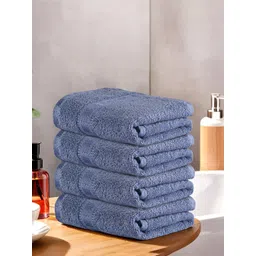 Kuber Industries Blue 4 Pieces Self Designed GSM 225 Face Towels GSM 225-picture-23