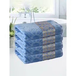 Kuber Industries Blue 4 Pieces Striped Cotton 450 GSM Bath Towels-picture-27