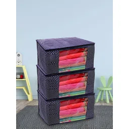 Kuber Industries Blue 6 Pieces Polka Dot Printed Foldable Wardrobe Organisers-picture-31