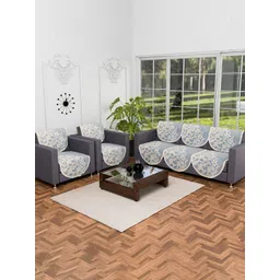 Kuber Industries Blue & Beige 10 Pieces Printed  5 Seater Cotton Sofa Cover-image-22