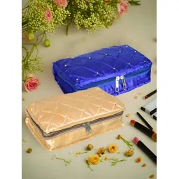 Kuber Industries Blue & Beige 2 Pieces Self Design Reusable Jewellery Organisers-image-3
