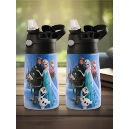 Kuber Industries Blue & Black 2 Pcs Disney Printed Stainless Steel Sippers 350 ml each-picture-10