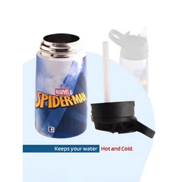 Kuber Industries Blue & Black 2 Pcs Marvel Printed Stainless Steel Sippers 350 ml each image 3