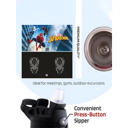 Kuber Industries Blue & Black 2 Pcs Marvel Printed Stainless Steel Sippers 350 ml each image 5