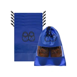 Kuber Industries Blue & Black Pack of 6 Printed Non-Woven Shoe Cover With Drawstring-picture-34