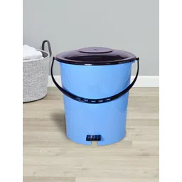 Kuber Industries Blue & Black Set Of 2 Solid 10L Pedal Wastebin With Handle-picture-37