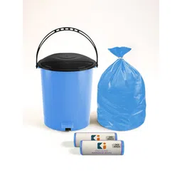Kuber Industries Blue & Black Square Pedal Dustbin With 2 Roll-10L-picture-32