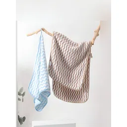 Kuber Industries Blue & Brown 2 Pieces Striped 120 GSM Bath Towels-picture-32