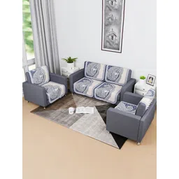 Kuber Industries Blue & Cream 8 Pieces Printed Cotton Sofa Covers-picture-10