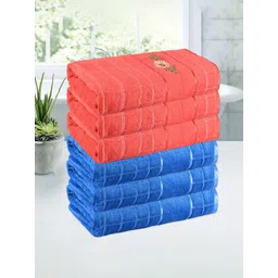 Kuber Industries Blue & Orange 6 Pieces Striped 250 GSM Bath Towels-picture-14