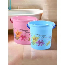 Kuber Industries Blue & Pink 2 piece Floral Plastic Bath Accessories Set-picture-39