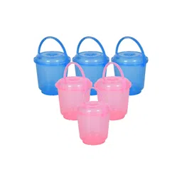 Kuber Industries Blue & Pink 6 Pieces Bathroom Buckets With Lids-picture-20