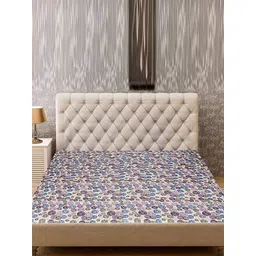 Kuber Industries Blue & Pink  Floral Printed Breathable Double Mattress Protector-picture-34