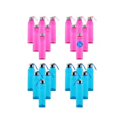 Kuber Industries Blue & Pink Set of 6 Plastic Solid Water Bottle-picture-39