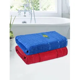 Kuber Industries Blue & Red 2 Pieces Cotton 150 GSM Bath Towel-picture-15