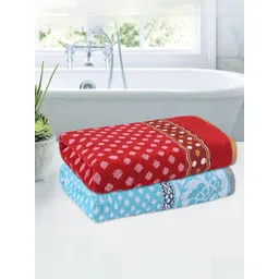 Kuber Industries Blue & Red 2 Pieces Printed Cotton 150 GSM Bath Towels-picture-20