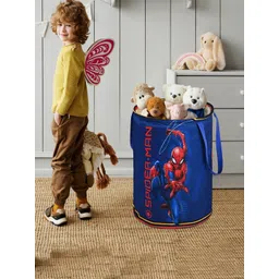 Kuber Industries Blue & Red 3 Pieces Marvel Spiderman Printed Foldable Laundry Bags 45L-picture-36