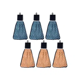 Kuber Industries Blue & Red 6 Pieces Printed Cotton 150 GSM Hanging Kitchen Hand Towels-picture-23
