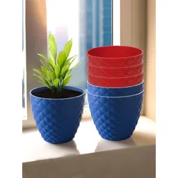Kuber Industries Blue & Red 6 Pieces Textured Planters-picture-22