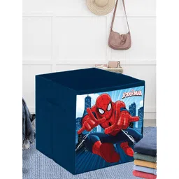 Kuber Industries Blue & Red Printed Marvel Spiderman Foldable Storage Box With Handle-picture-40