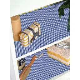 Kuber Industries Blue & White 2 Pieces Checked Shelf Liners-picture-16