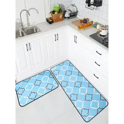 Kuber Industries Blue & White 2 Pieces Ethnic Motifs Soft & Absorbent Non-Woven Floor Mat-picture-35