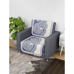 Kuber Industries Blue & White 2 Pieces Printed Cotton1 Seater Sofa Covers-picture-35