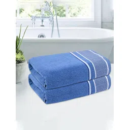 Kuber Industries Blue & White 2 Pieces Striped Cotton 150 GSM Bath Towel-picture-25