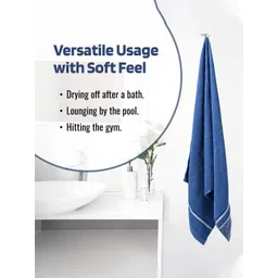 Kuber Industries Blue & White 2 Pieces Striped Cotton 150 GSM Bath Towel image 5