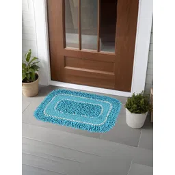 Kuber Industries Blue & White 3 Pieces Textured Microfiber Anti-Slip Doormats-picture-13