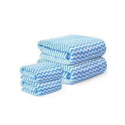 Kuber Industries Blue & White 4 Piece Striped Microfiber 270 GSM Towel Set-picture-35
