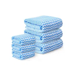 Kuber Industries Blue & White 6 Pieces Striped Microfiber 270 GSM Towel Set-picture-34