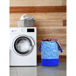 Kuber Industries Blue & White Printed Waterproof Canvas Laundry Bag-picture-40