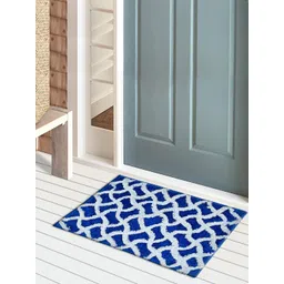 Kuber Industries  Blue  & White Wave Design Non-Slip Velvet Door Mat-picture-16