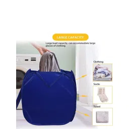 Kuber Industries Blue Cow Printed Foldable Laundry Bags With Lid - 45 L image 3