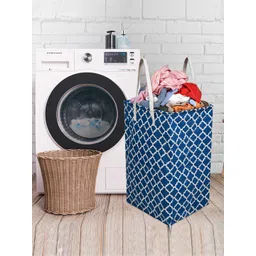 Kuber Industries Blue Printed Canvas Foldable Laundry Bags-picture-10