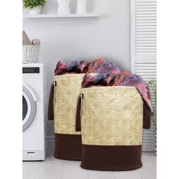 Kuber Industries Brown 2-Pcs Printed Waterproof Laundry Bags-picture-34